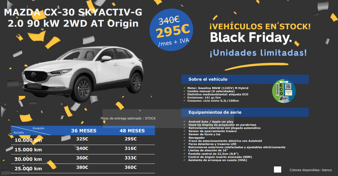 Black Friday Renting Mazda CX-30 Skyactiv-G Origin